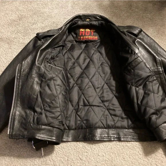 Women's Black Leather Biker Jacket - Picture 2 of 6